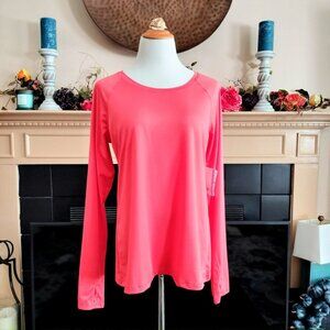 Jockey Sport Activewear Top XL Orange Moisture Wicking Thumbhole Ventilation